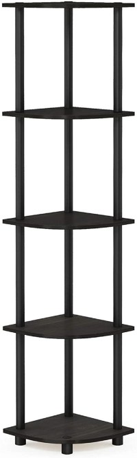 Furinno Turn-N-Tube 5 Tier Corner Shelf in Espresso/Black