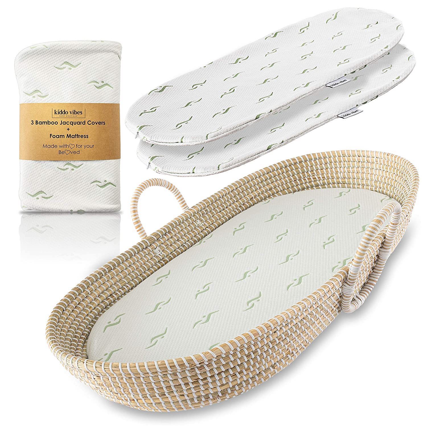 Kiddo Vibes Organic Seagrass Moses Basket