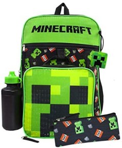 Vanilla Underground Minecraft Creeper Backpack 5-Piece Set