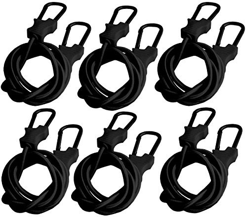 BEST Bungee Cord Set 6-teilig — Je 61 Cm, Mit Karabinerhaken — UV- & Witterungsbeständig — Für Ladungssicherung, Camping