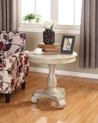 Roundhill Furniture Rene Round Wood Pedestal Side Table