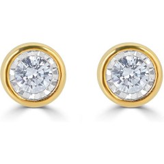 Fifth and Fine 4K Gold Bezel Set Round Diamond Stud Earrings