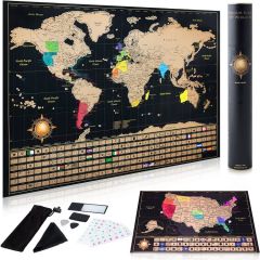 InnovativeMap Scratch-Off World Map Poster and Deluxe USA Map