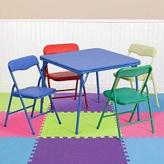 Flash Furniture Kids' Colorful 5-Piece Folding Table and Chair Set