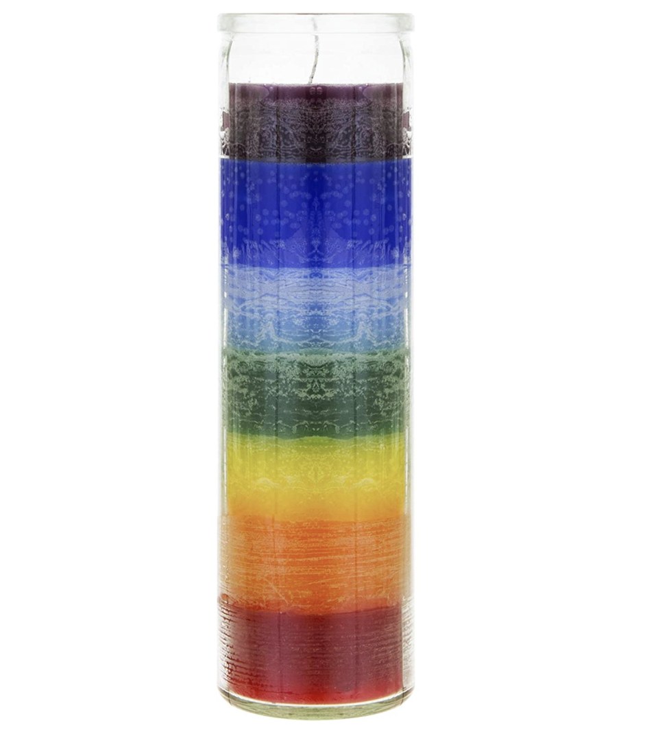 Mega Candles Multi Color Chakra Glass Candle