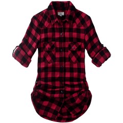 Match Women's Long Sleeve Flannel Plaid Shirt