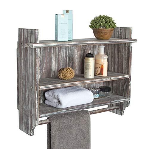 MyGift Torched Wood Bathroom Organizer Rack