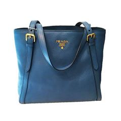 Prada Cobalt Blue Vitello Phenix Designer Shopping Tote