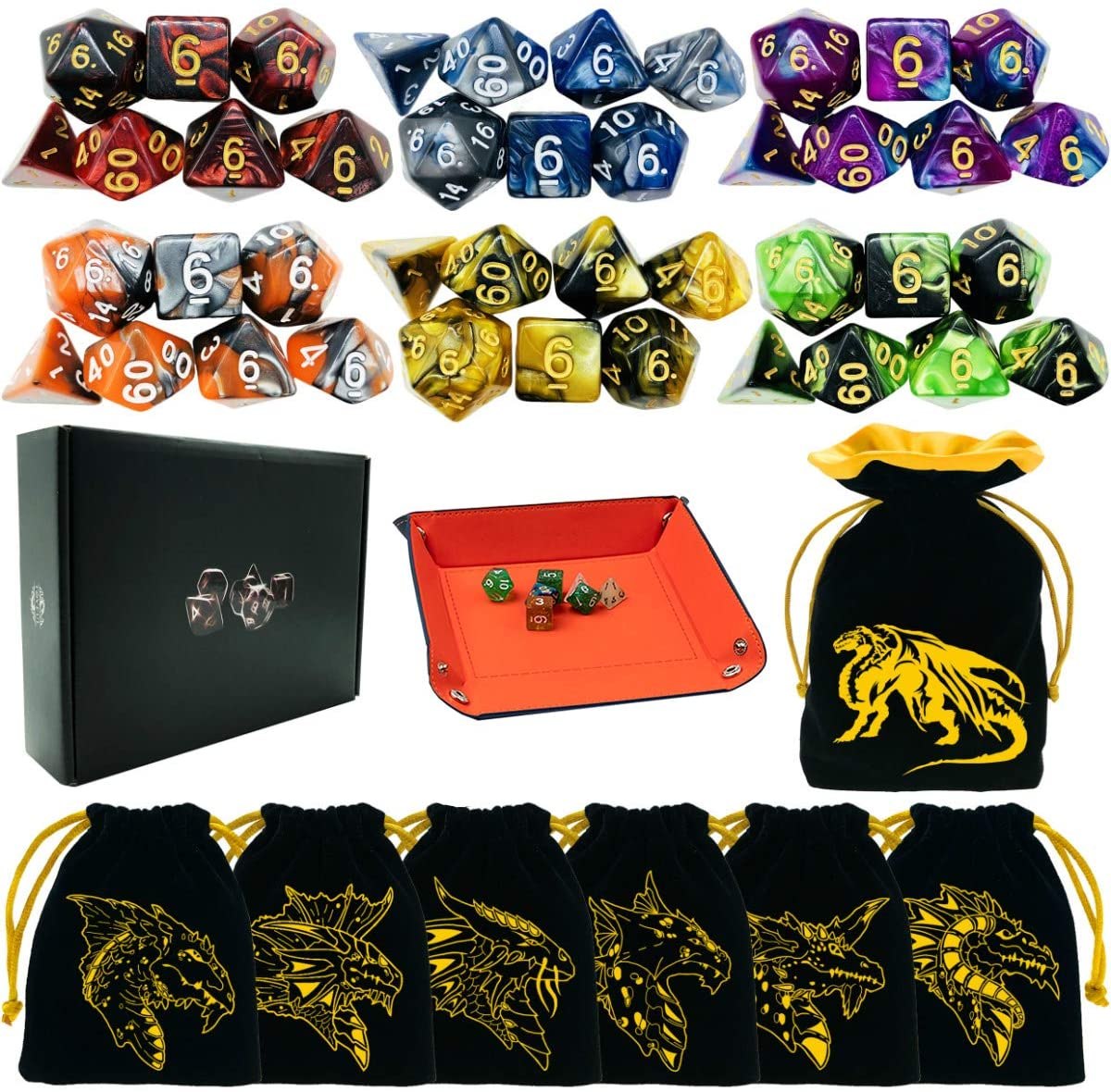 TOYFUL Polyhedral Dice Collection, Six Sets