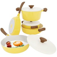 Vremi 8-Piece Ceramic Nonstick Cookware Set - Induction Stovetop Compatible Dishwasher Safe